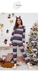 Christmas Deer Print Round Neck Top & Pants Lounge Set - Shah S. Sahota