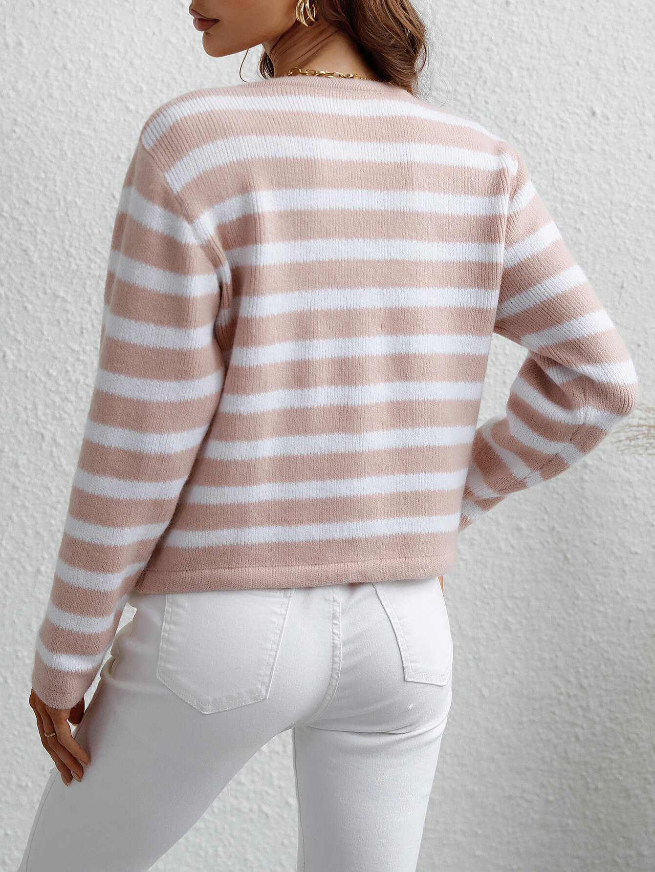 Striped Button Front Cardigan - Shah S. Sahota