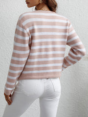 Striped Button Front Cardigan - Shah S. Sahota