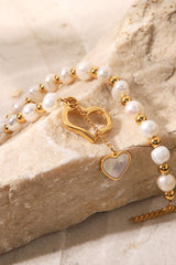 Freshwater Pearl Heart Charm Bracelet - Shah S. Sahota