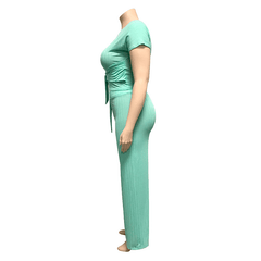 Women's Solid Color Belted Two Piece Set - Shah S. Sahota