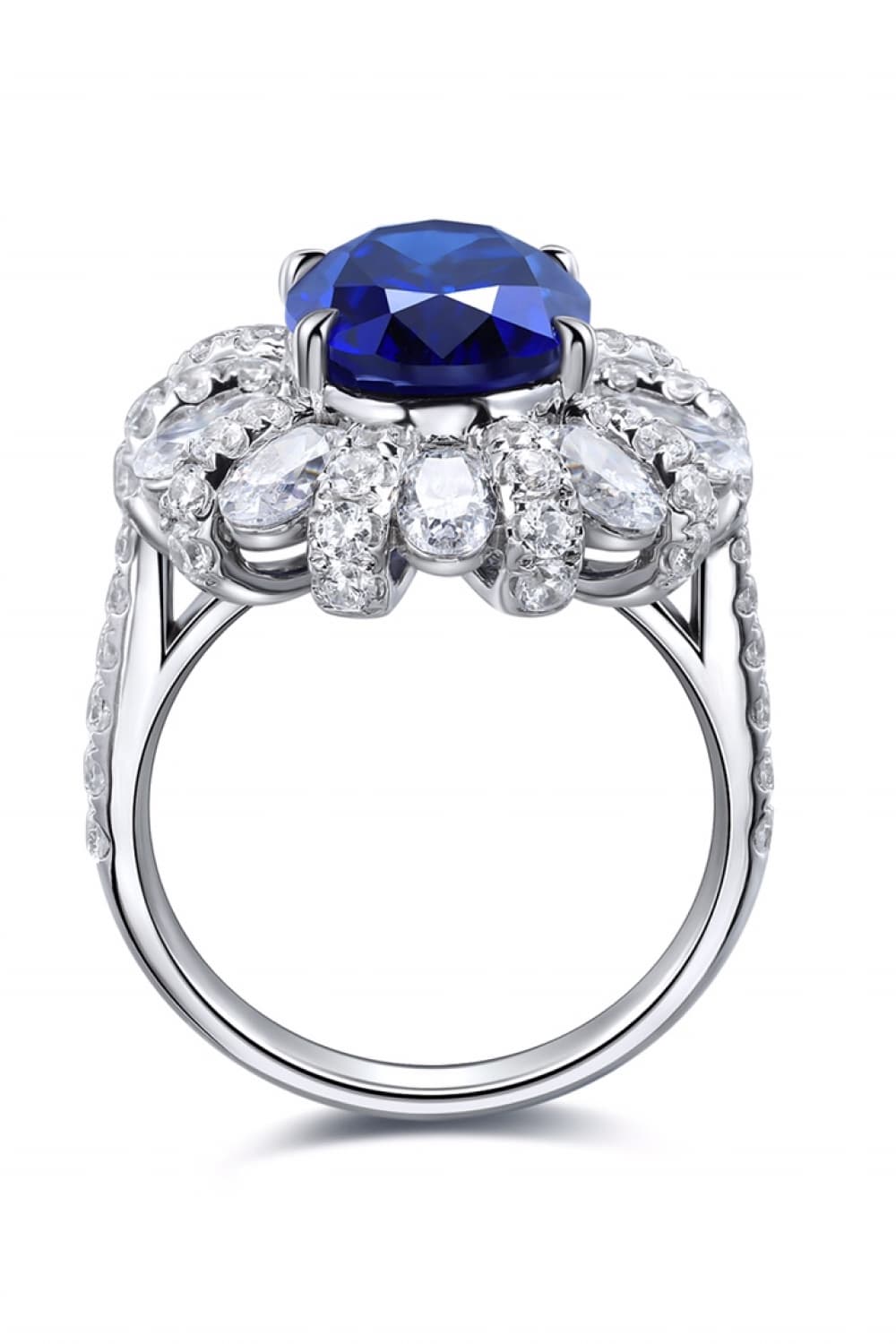 5 Carat Lab-Grown Sapphire Flower Shape Ring - Shah S. Sahota