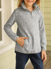 Kids Quarter-Zip Collar Sweatshirt with Kangaroo Pocket - Shah S. Sahota