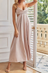 Pleated Crisscross Backless Maxi Wrap Dress - Shah S. Sahota