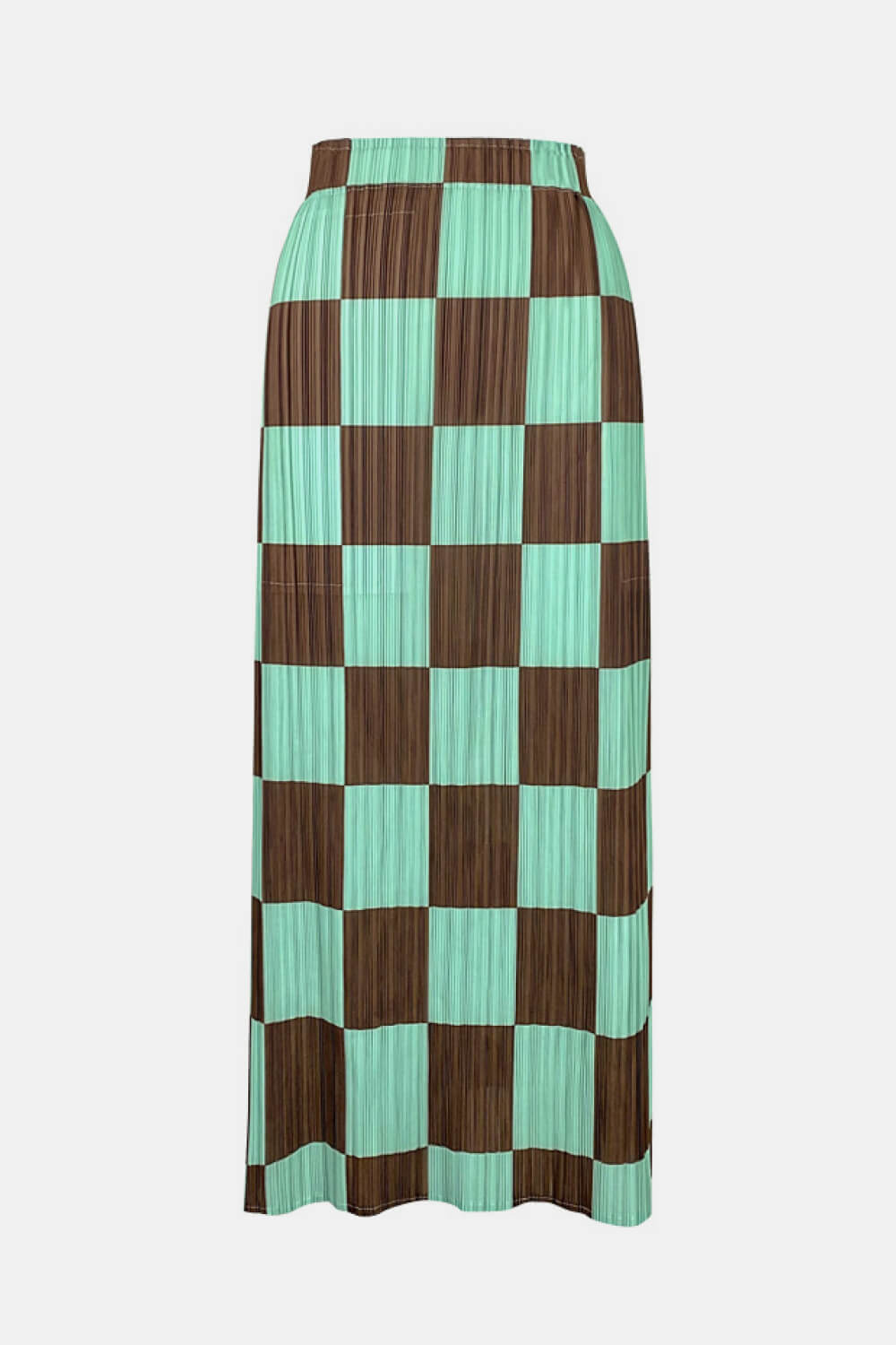 Checkered Accordion Pleated Midi Skirt - Shah S. Sahota