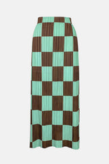 Checkered Accordion Pleated Midi Skirt - Shah S. Sahota