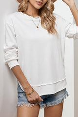 Side Slit Drop Shoulder Sweatshirt - Shah S. Sahota
