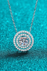Moissanite Round Pendant Rhodium-Plated Necklace - Shah S. Sahota