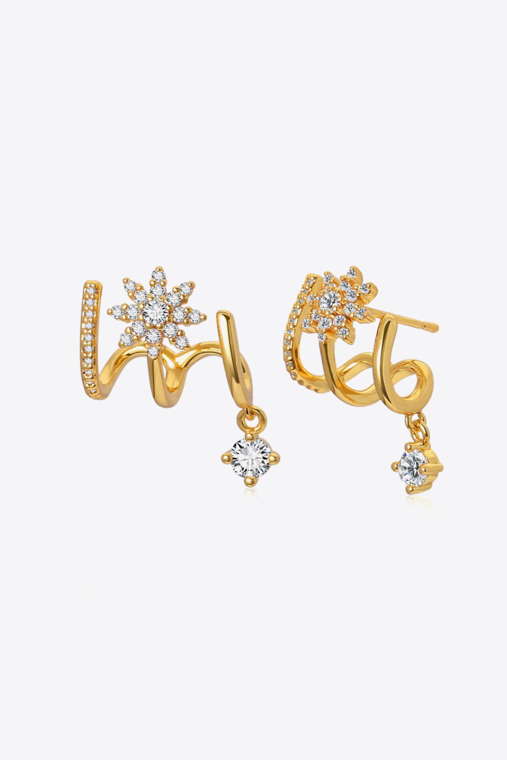 18K Gold Plated Flower Zircon Earrings - Shah S. Sahota