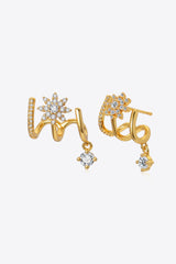 18K Gold Plated Flower Zircon Earrings - Shah S. Sahota