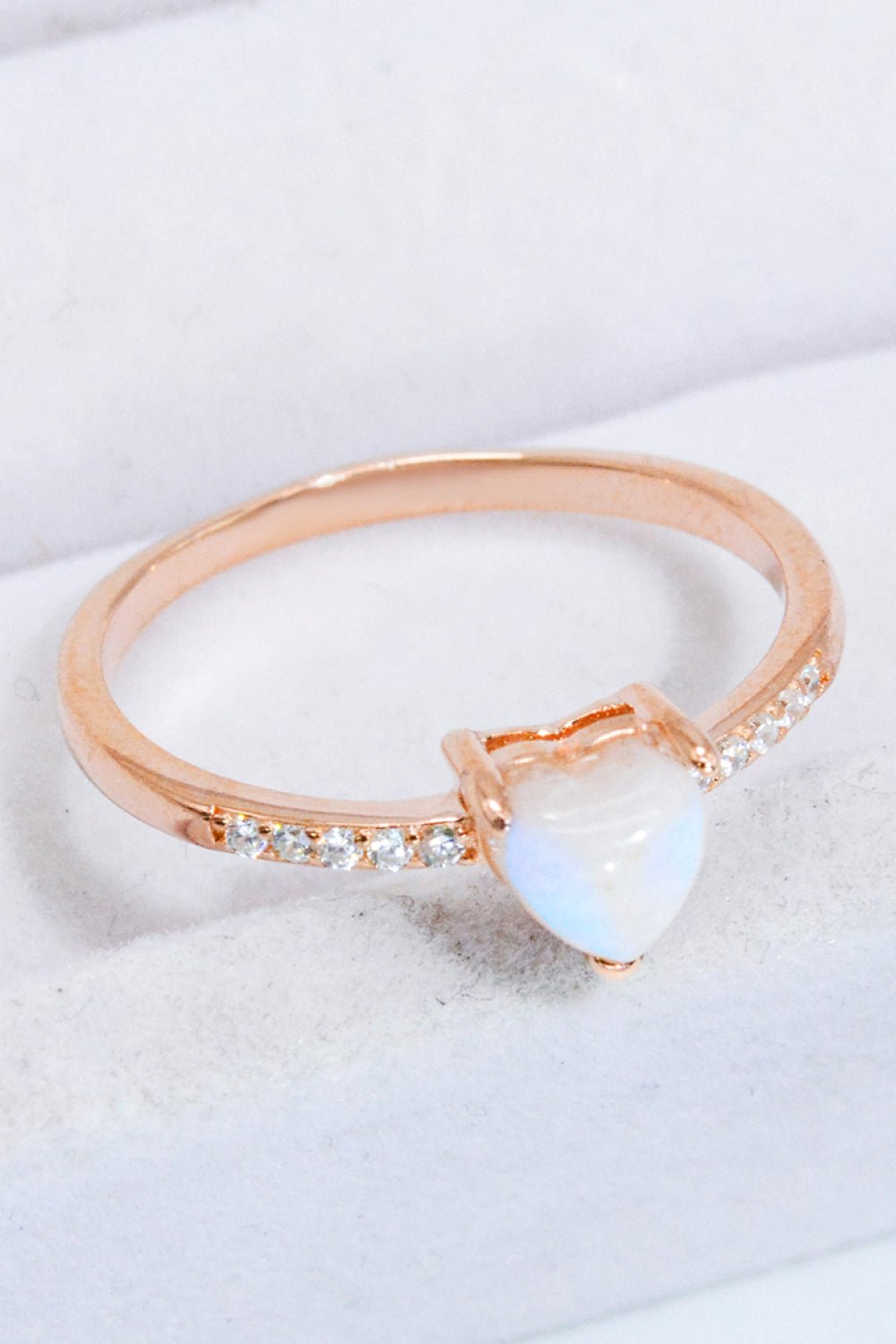 Natural Moonstone Heart 18K Rose Gold-Plated Ring - Shah S. Sahota