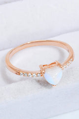 Natural Moonstone Heart 18K Rose Gold-Plated Ring - Shah S. Sahota