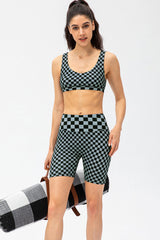 Checkerboard Exposed Seam Biker Shorts - Shah S. Sahota