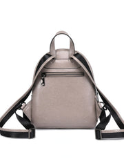 Simple Oil Wax Cowhide Backpack With Zipper - Shah S. Sahota