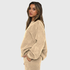 Corduroy Crew Neck Pullover Long Sleeve Sweatshirts & TiePants Two-Piece Sets - Shah S. Sahota