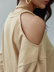 Cold-Shoulder Ribbed Trim Sweatshirt - Shah S. Sahota