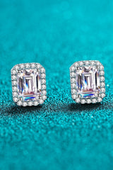 1 Carat Moissanite Rhodium-Plated Square Stud Earrings - Shah S. Sahota