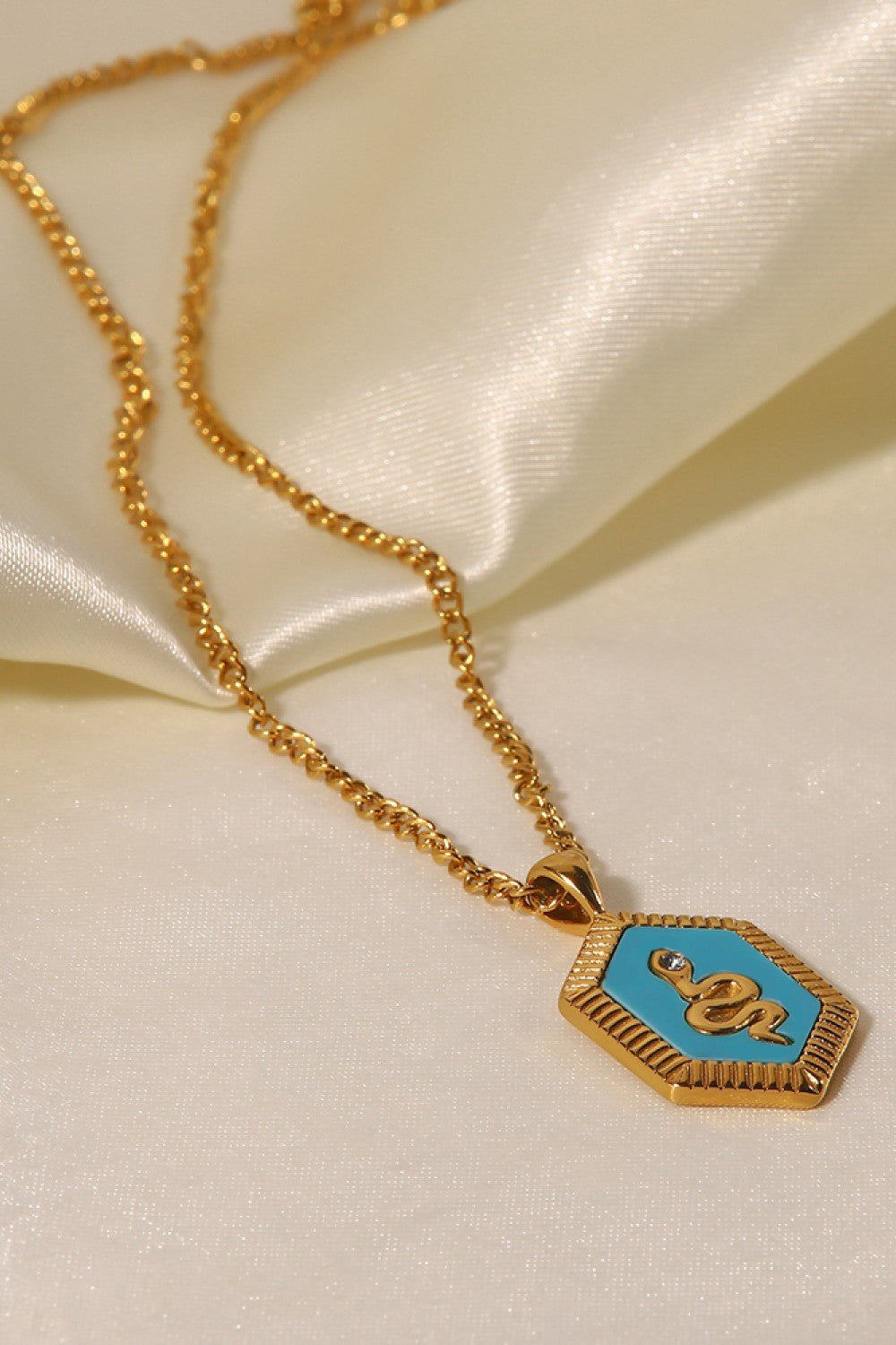 18K Gold Plated Snake Geometric Pendant Necklace - Shah S. Sahota