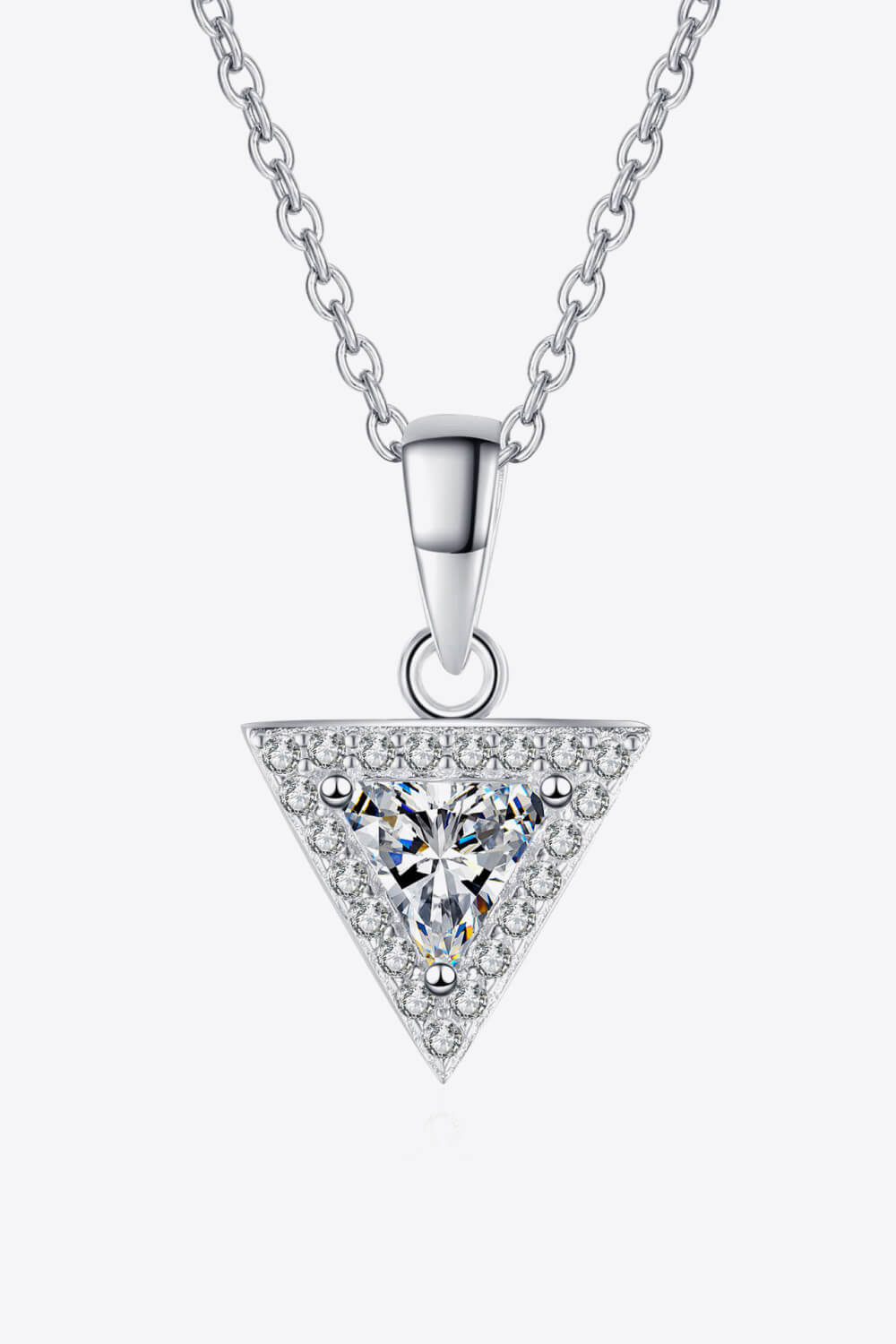 925 Sterling Silver Triangle Moissanite Pendant Necklace - Shah S. Sahota