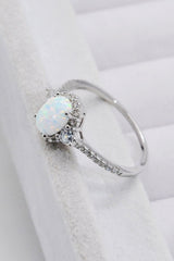 925 Sterling Silver Platinum-Plated Opal Ring - Shah S. Sahota
