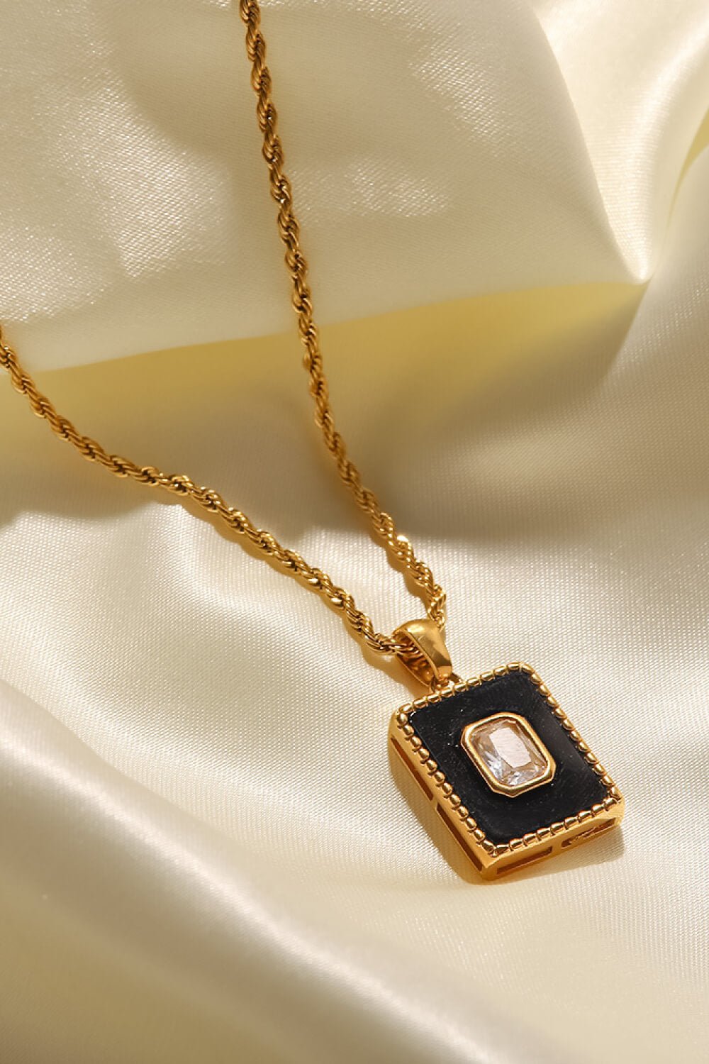 Square Pendant Twisted Chain Necklace - Shah S. Sahota