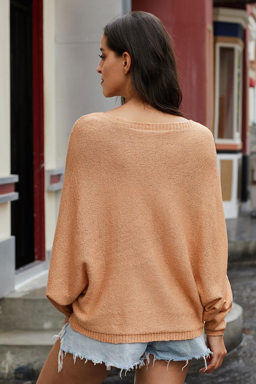 Scoop Neck Drop Shoulder Sweater - Shah S. Sahota