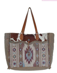 Retro Print Fringe Canvas Tote Bag Set - Shah S. Sahota