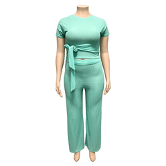 Women's Solid Color Belted Two Piece Set - Shah S. Sahota