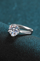 3 Carat Moissanite Rhodium-Plated Side Stone Ring - Shah S. Sahota