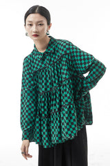 Checkered Button Down Tiered Babydoll Shirt - Shah S. Sahota