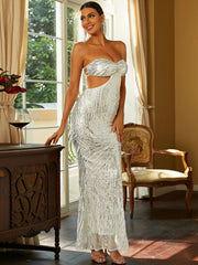 Sequin Strapless Sweetheart Neck Maxi Dress - Shah S. Sahota