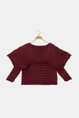 Accordion Pleated Cape Collar Top - Shah S. Sahota