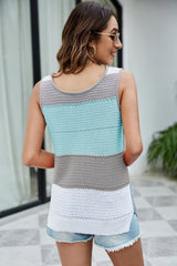 Color Block Slit Knit Tank - Shah S. Sahota