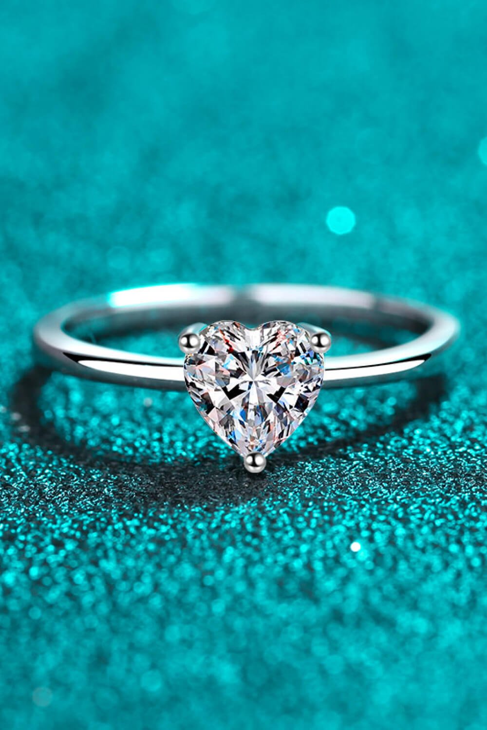 925 Sterling Silver Heart-Shaped Moissanite Solitaire Ring - Shah S. Sahota