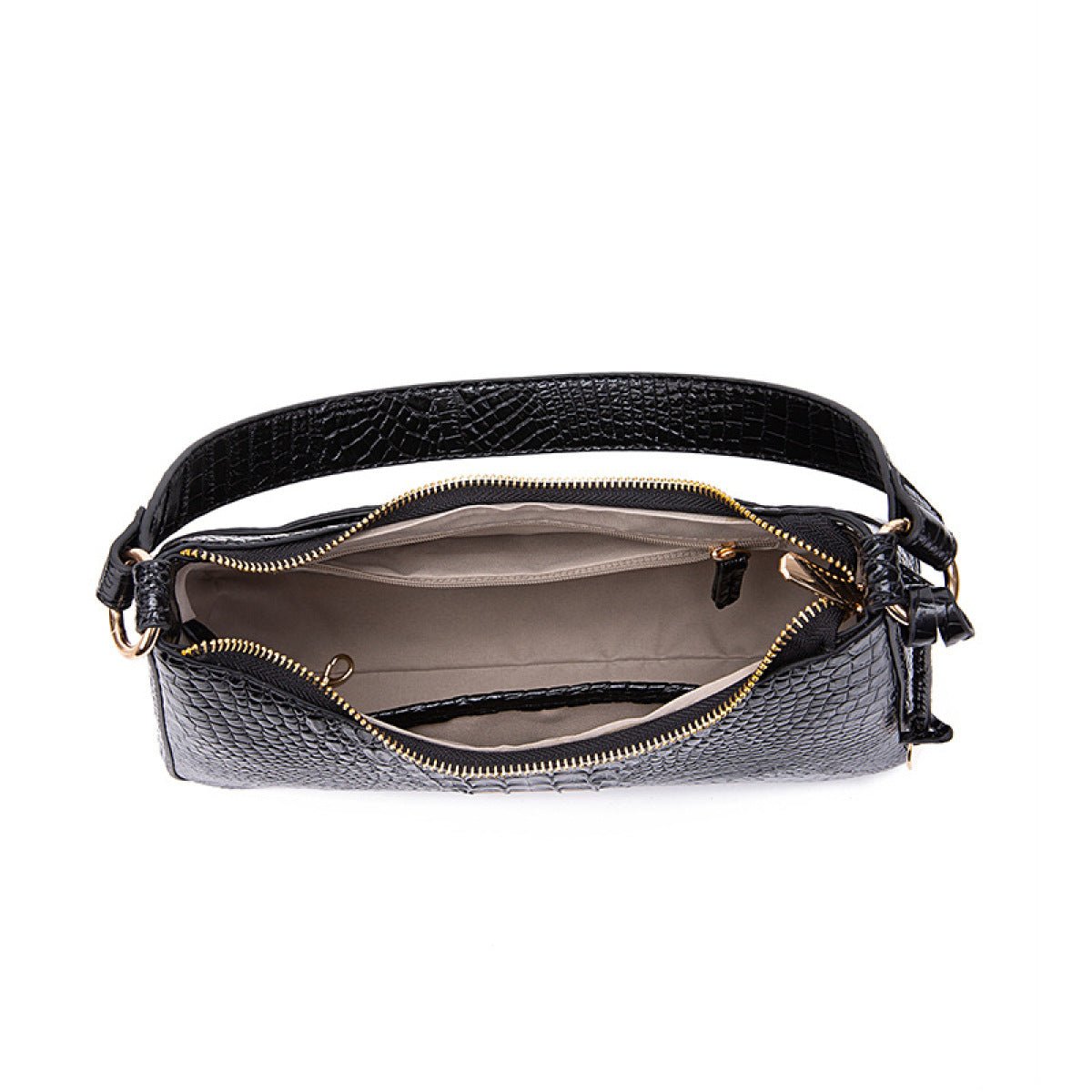 Retro Crocodile Pattern Baguette Bag - Shah S. Sahota