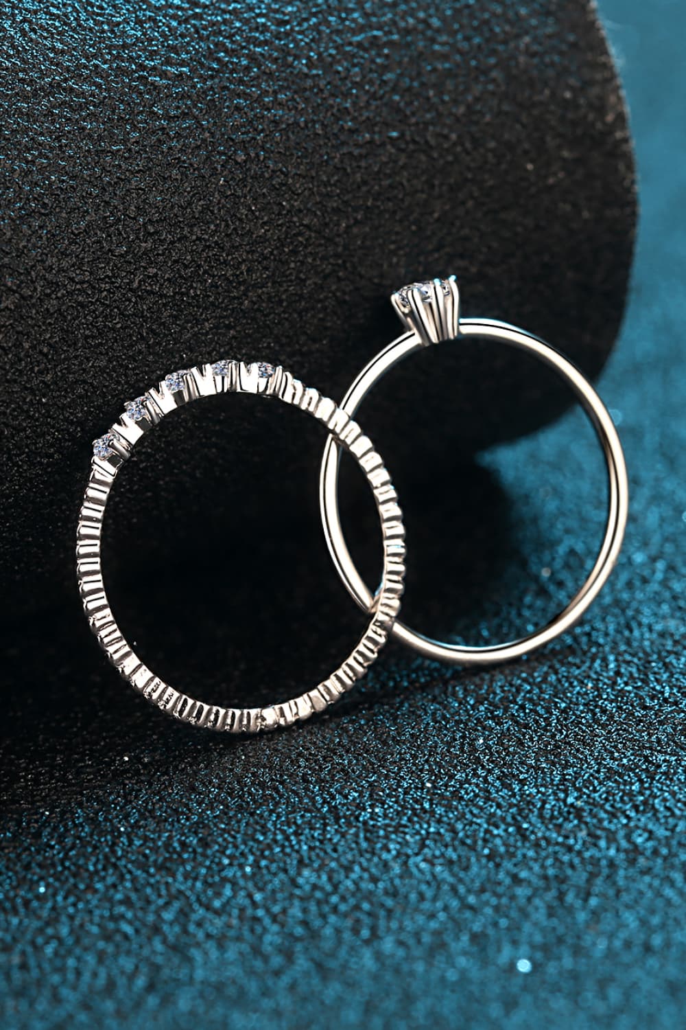 Moissanite 925 Sterling Silver Two-Piece Ring Set - Shah S. Sahota