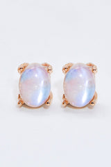 Natural Moonstone 4-Prong Stud Earrings - Shah S. Sahota