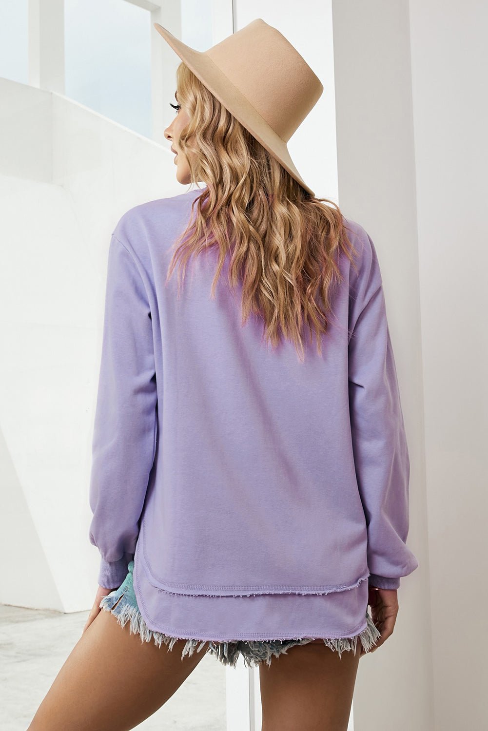 Side Slit Drop Shoulder Sweatshirt - Shah S. Sahota