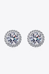 1 Carat Moissanite Rhodium-Plated Round Stud Earrings - Shah S. Sahota
