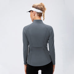 Tight Elastic Zipper Up Track Jacket With Pockets - Shah S. Sahota