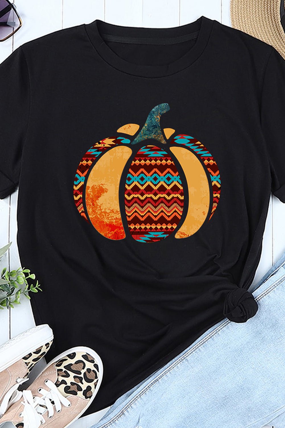 Pumpkin Graphic Cuffed Tee - Shah S. Sahota