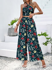 Floral Halter Neck Top and Wide Leg Pants Set - Shah S. Sahota