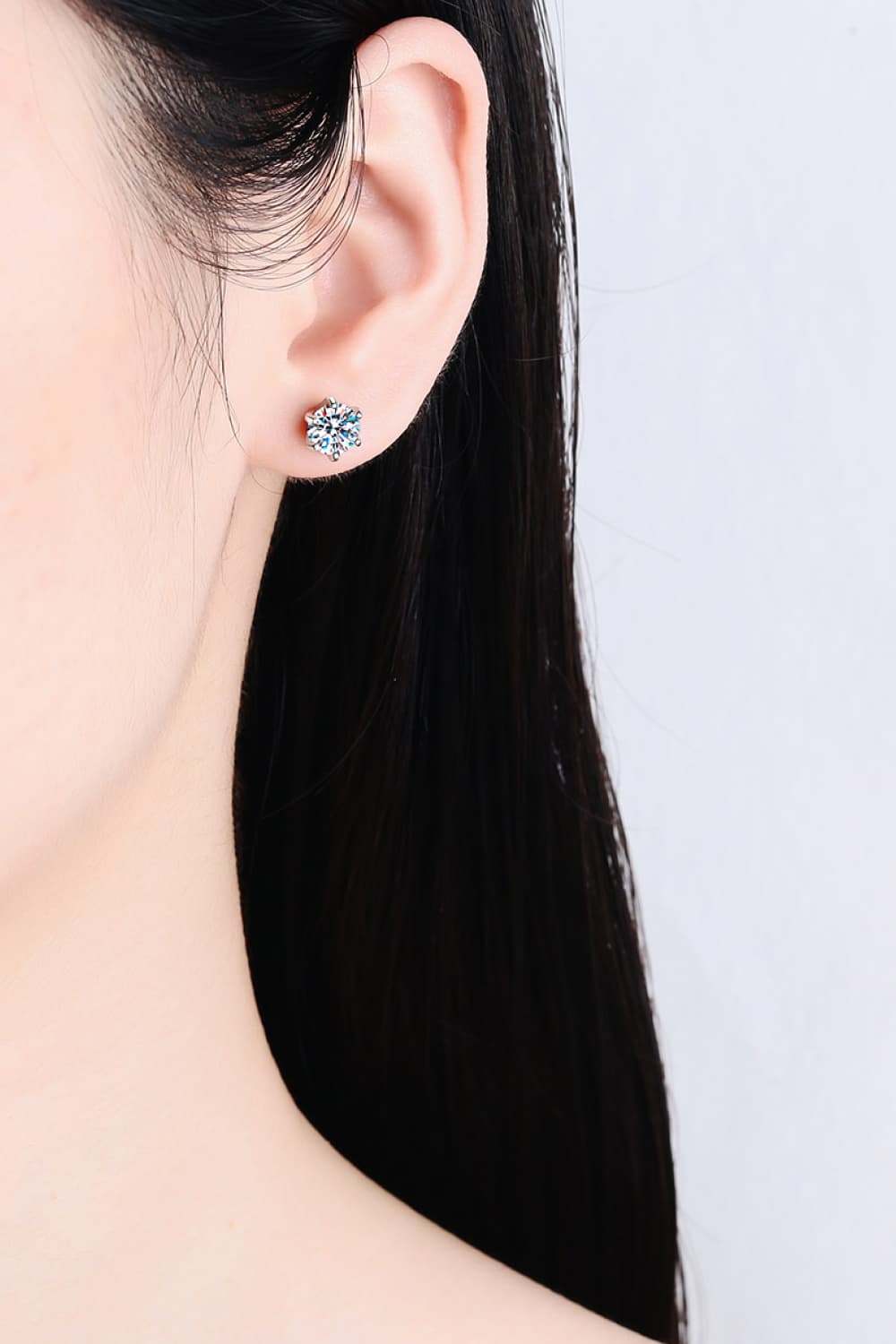 1 Carat Moissanite Rhodium-Plated Stud Earrings - Shah S. Sahota