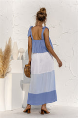 Color Block Tie Shoulder Tiered Sleeveless Dress - Shah S. Sahota