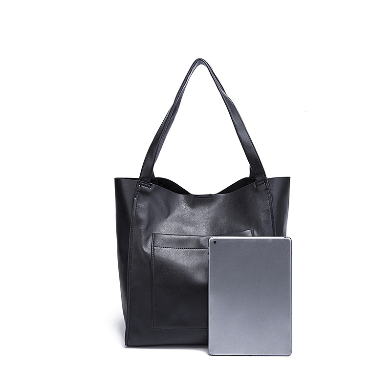 Retro Large Capacity Waxy Leather Tote Bag - Shah S. Sahota