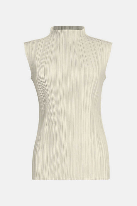 Accordion Pleated Mock Neck Sleeveless Top - Shah S. Sahota