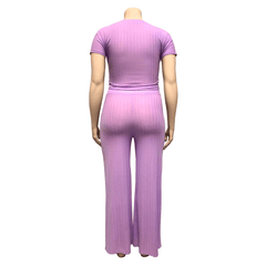 Women's Solid Color Belted Two Piece Set - Shah S. Sahota