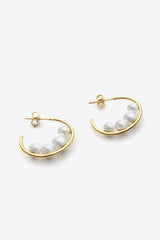 Can't Stop Your Shine Pearl C-Hoop Earrings - Shah S. Sahota