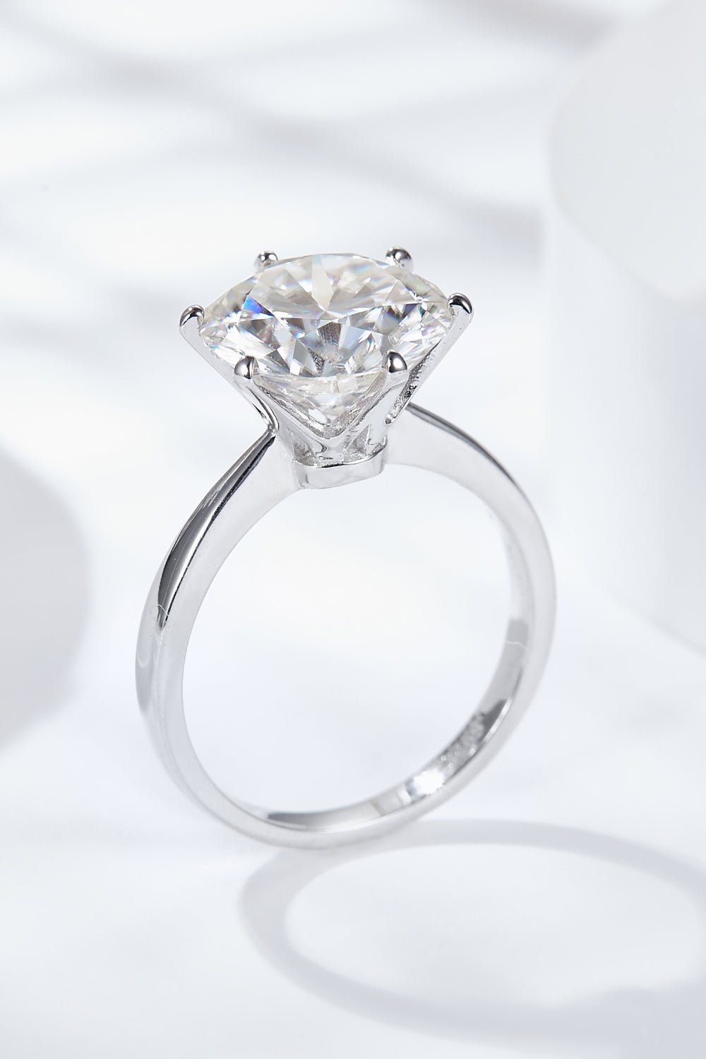 Platinum-Plated 5 Carat Moissanite Solitaire Ring - Shah S. Sahota