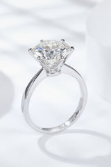 Platinum-Plated 5 Carat Moissanite Solitaire Ring - Shah S. Sahota